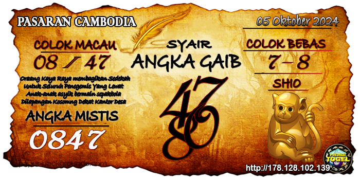 Prediksi Togel Cambodia Sabtu 05 Oktober 2024