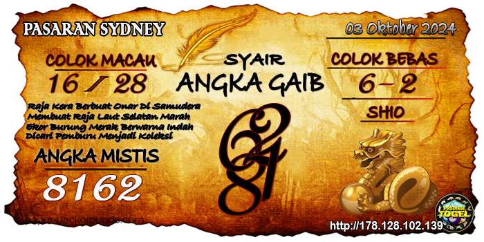 Prediksi Togel Sydney Kamis 03 Oktober 2024