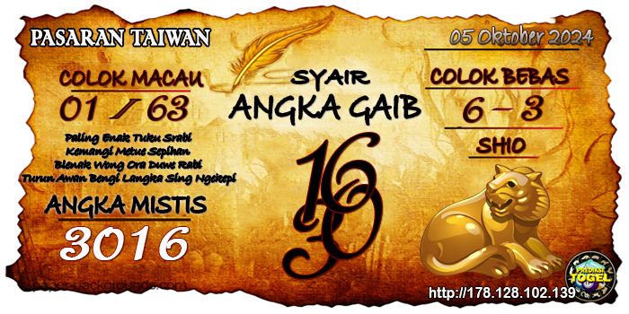 Prediksi Togel Taiwan Sabtu 05 Oktober 2024